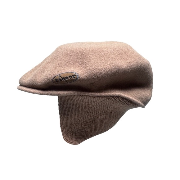 Kangol Wool Earflap Cap Newsboy Hat Winter Warm Beige Small Logo XLarge - Picture 1 of 8